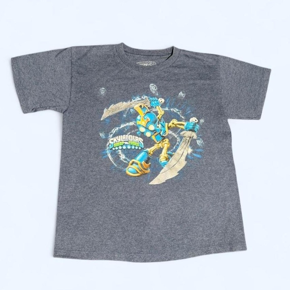 Skylanders Swap Force Freeze Blade Graphic Tee Youth Small Grey Silver Foil Y2K